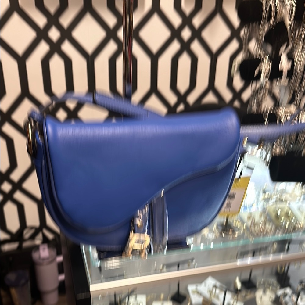Blue Leather Saddle Bag